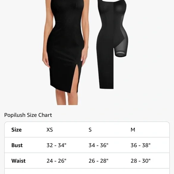 Black Shapewear Slip Dress with Contouring Fit - Picture 4 of 6